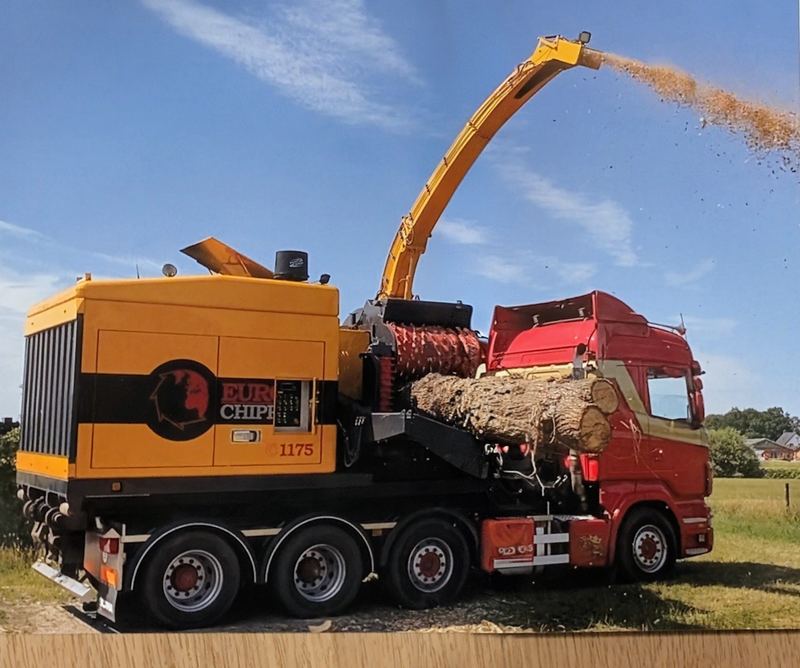 Europe Forestry EC 1175 processing large logs on truck
